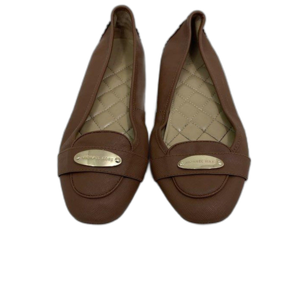 Michael Kors Fulton Brown Leather Ballet Flats. Sz 9